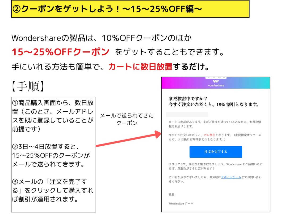 ②PDFelement- 15〜25%OFFクーポンゲットの方法